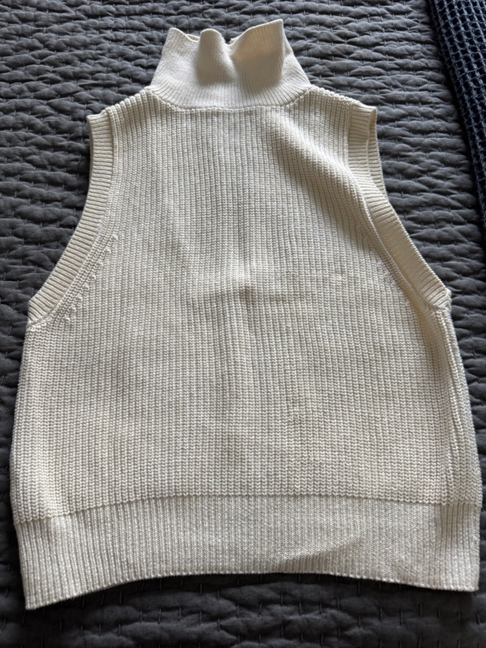 Reformation Cream Ribbed Zip Sleeveless Sweater - Picture 7 of 8